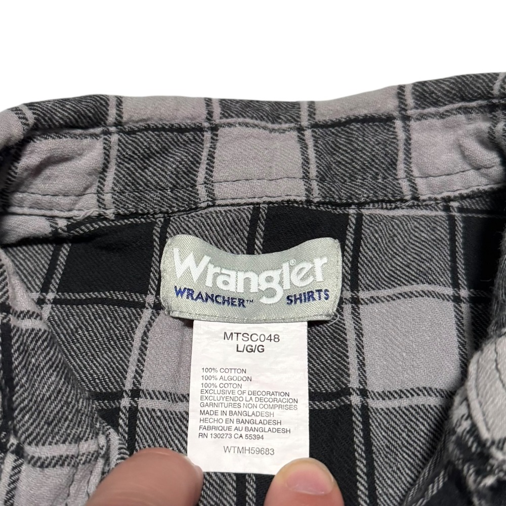 Wrangler Wrancher Plaid Flannel Pearl Snap Long Sleeve Shirt Men's Large - Picture 4 of 7